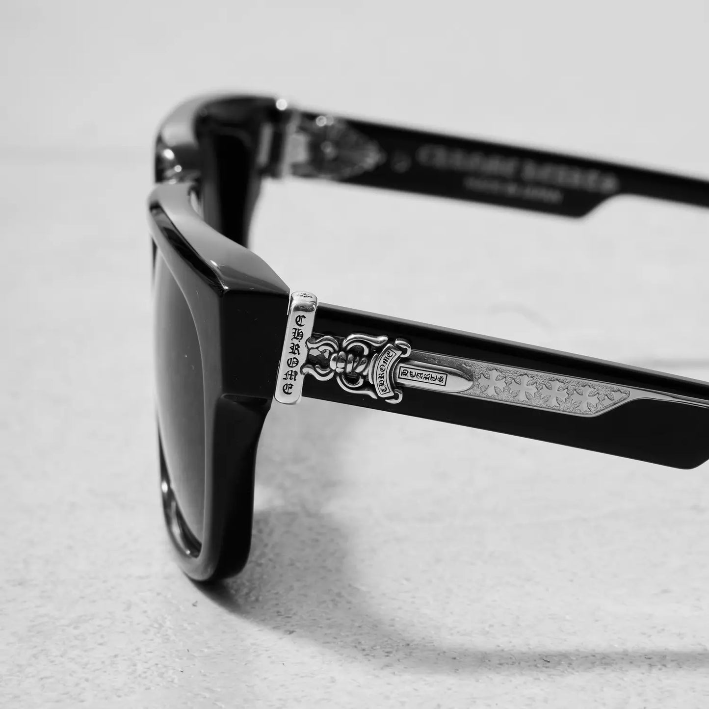 Chrome Hearts Box Officer Sunglasses Black Silver
