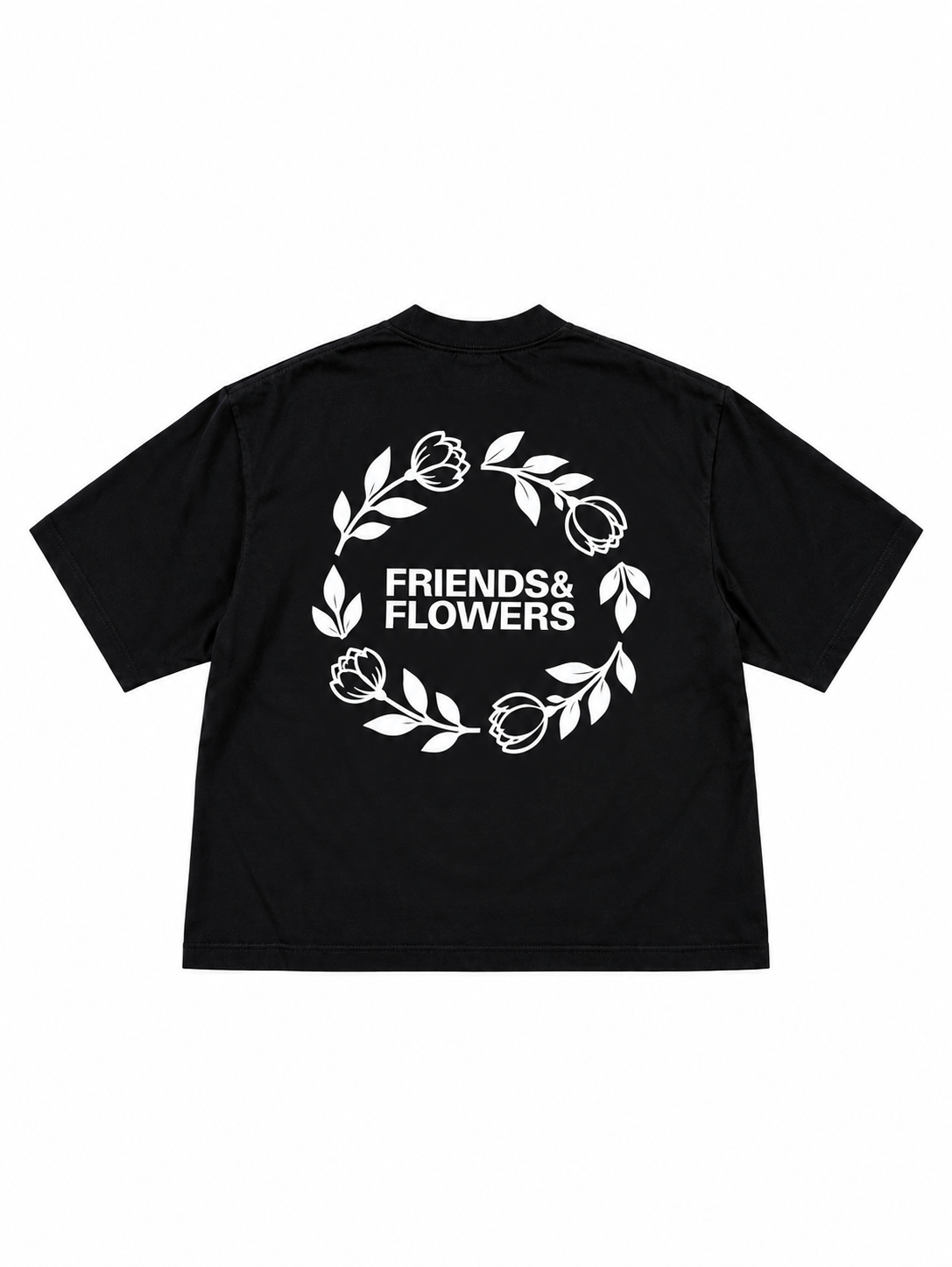 Wreath Logo Drop Shoulder T-Shirt Black