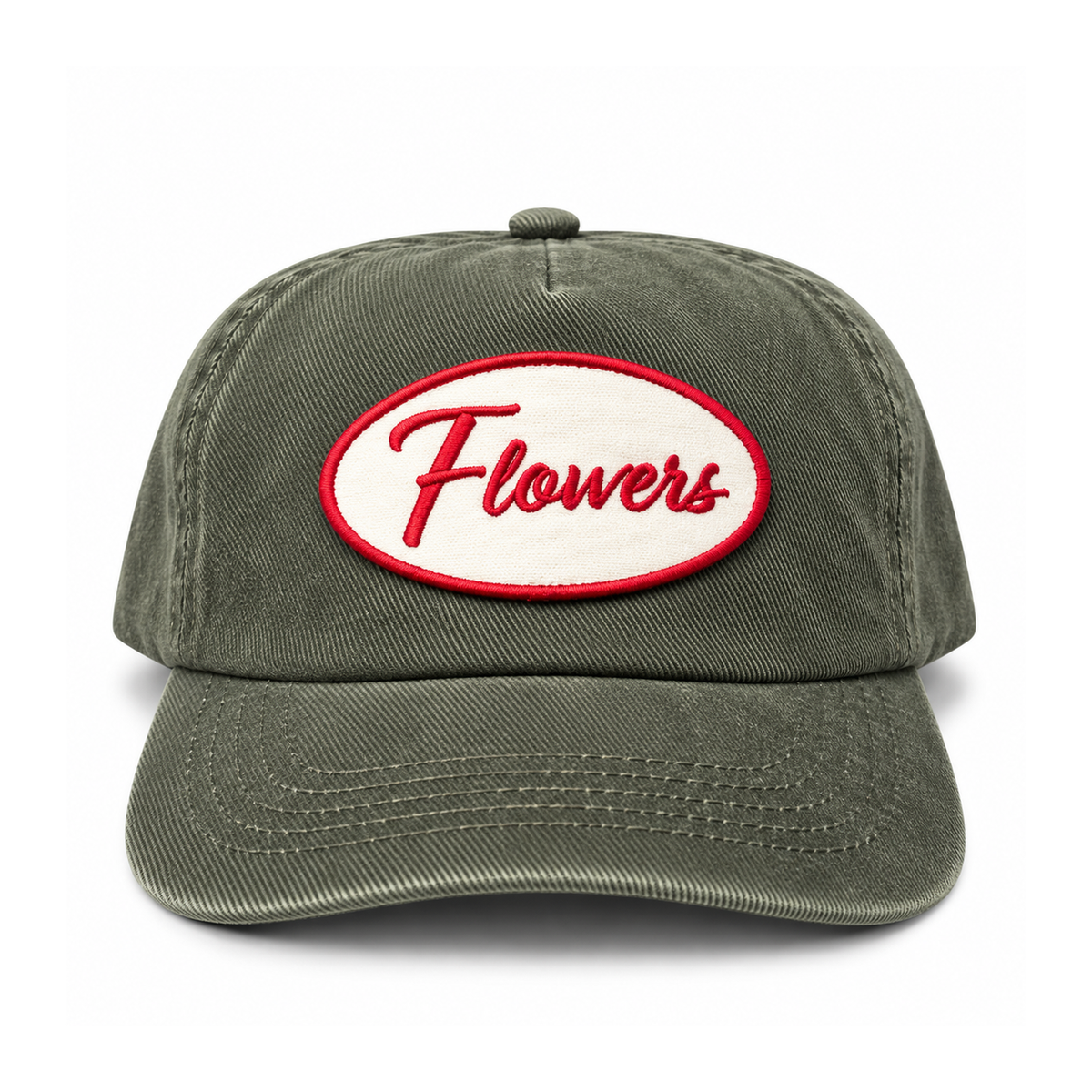 Flowers Patch Snapback Hat Washed Green