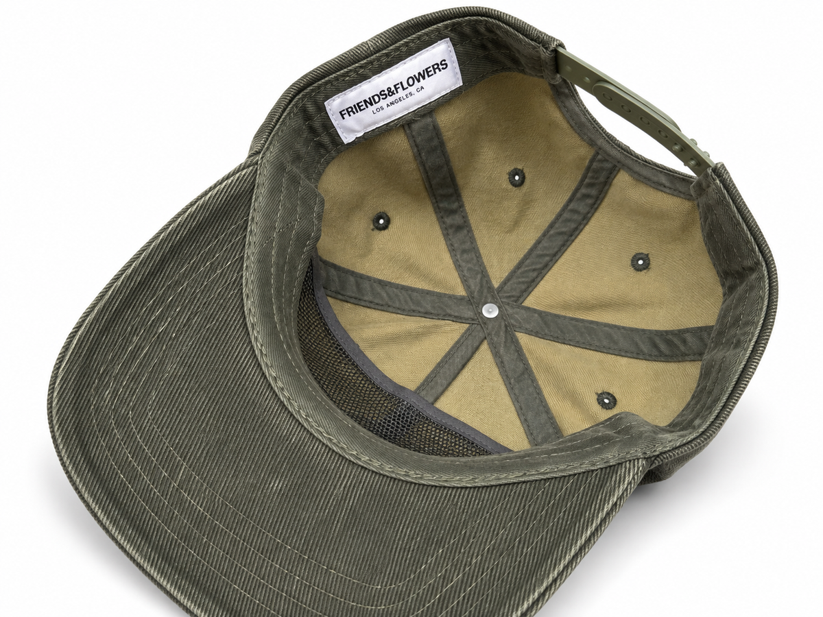 Flowers Patch Snapback Hat Washed Green