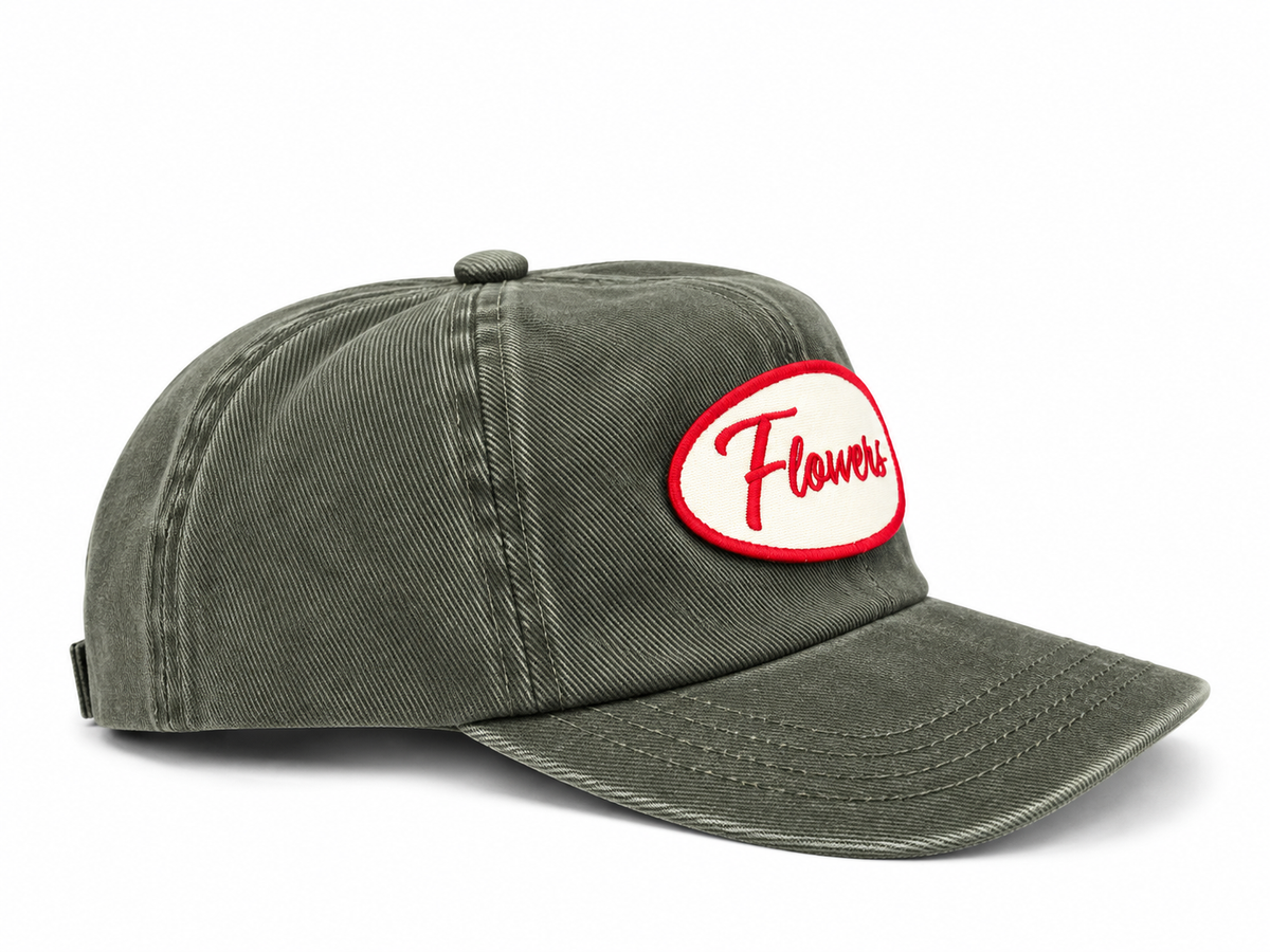 Flowers Patch Snapback Hat Washed Green