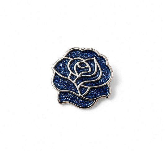 Neo Classic Rose Pin Navy/Silver