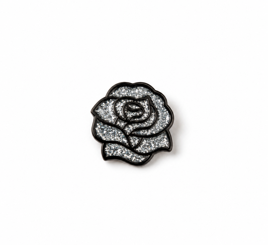 Neo Classic Rose Pin Silver/Black
