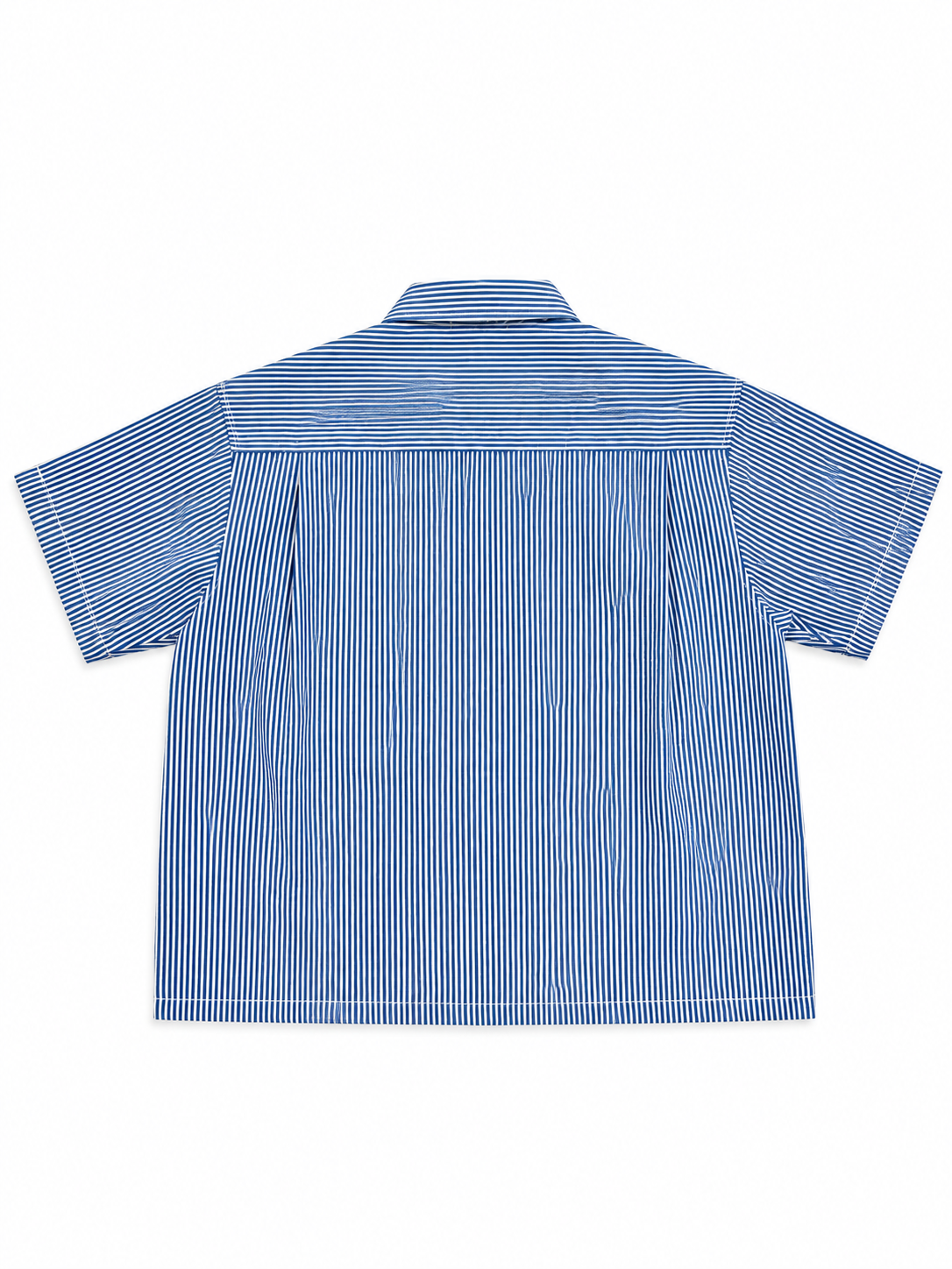 Workman Flower Patch Button Up Shirt Pinstripe Blue