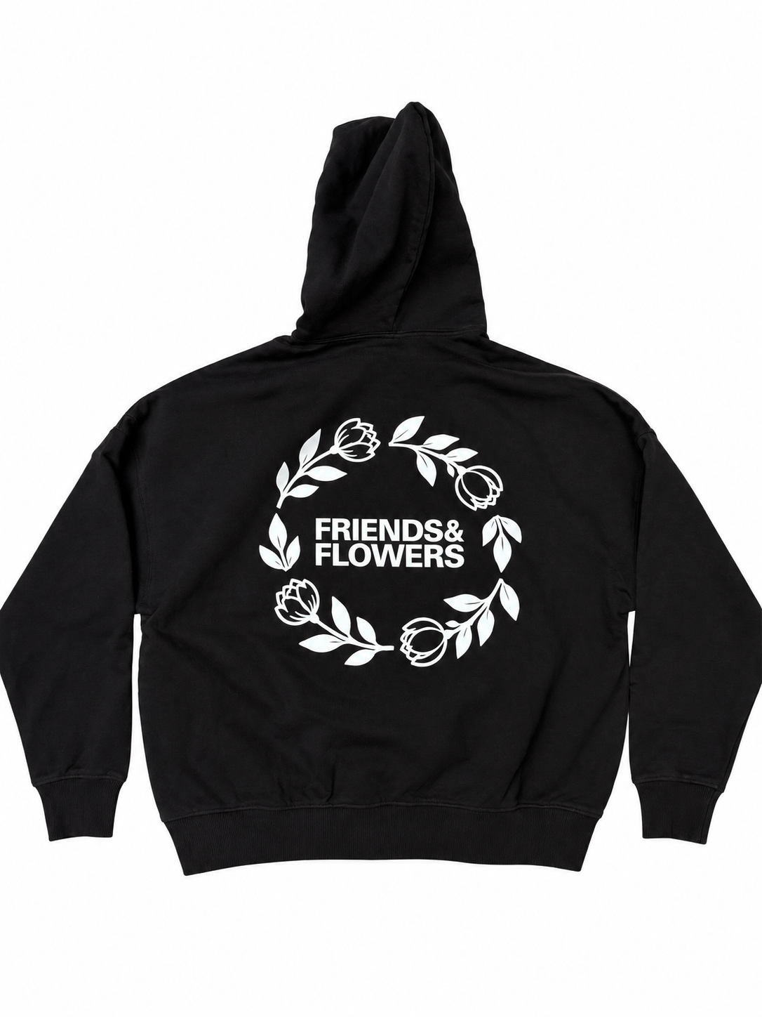 Wreath Logo Cropped Zip-Up Hoodie Black