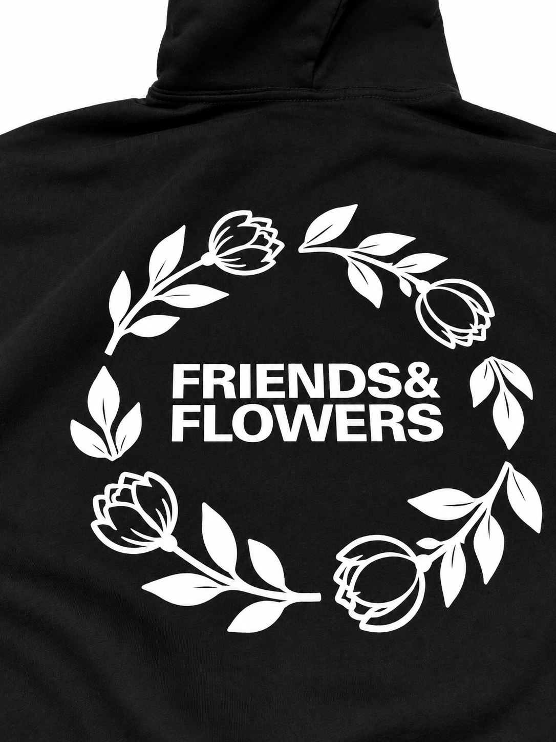 Wreath Logo Cropped Zip-Up Hoodie Black